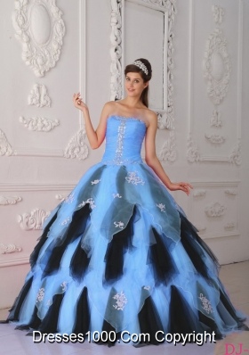 2014 Colourful Princess Strapless Appliques Quinceanera Dress with Beading