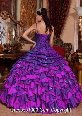 2014 New Trend Spaghetti Straps Quinceanera Dress with Black Appliques