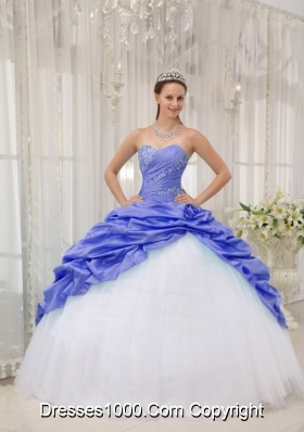 2014 Purple Puffy Sweetheart Beading Quinceanera Dress with Pick-ups