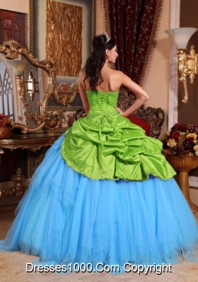 2014 Quinceanera Dress in Colourful Ball Gown Strapless with Appliques and Beading