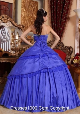 Blue Puffy Quinceanera Dress for 2014 Sweetheart with Appliques and Beading