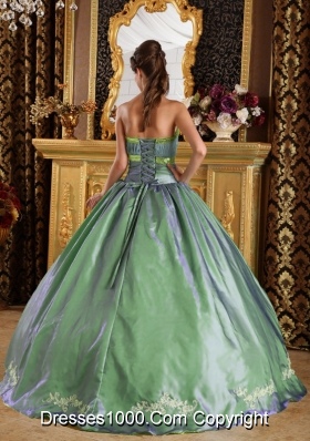 Brand New Appliques Quinceanera Dress in Olive Green Puffy Strapless for 2014