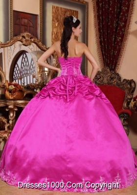 Exclusive Strapless Taffeta Full Length Quinceanera Dress with Appliques