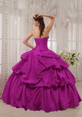 Fuchsia Strapless Beading and Hand Made Flowers Sweet Sixteen Dresses