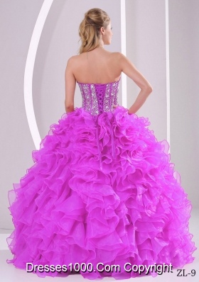 Ruffles Ball Gown Sweetheart Beaded Decorate Quinceanera Gowns in Sweet 16