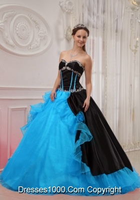 2014 Beautiful Puffy Sweetheart Appliques Quinceanera Dress with Hand Made Flowers