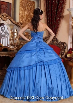 2014 Blue Ball Gown Sweetheart Appliques Quinceanera Dress with Beading