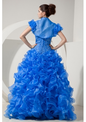 2014 Brand New Blue Quinceanera Dresses Princess Sweetheart with Beading