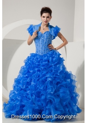 2014 Brand New Blue Quinceanera Dresses Princess Sweetheart with Beading