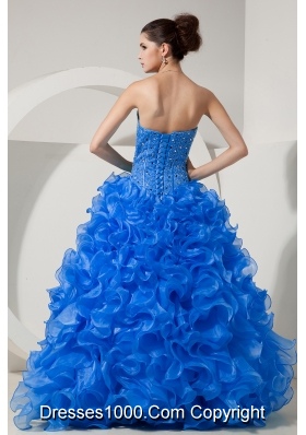 2014 Brand New Blue Quinceanera Dresses Princess Sweetheart with Beading