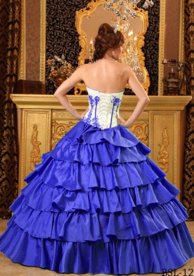 2014 Colourful Puffy Sweetheart Ruffles And Embroidery Quinceanera Dress with Ruffled Layers