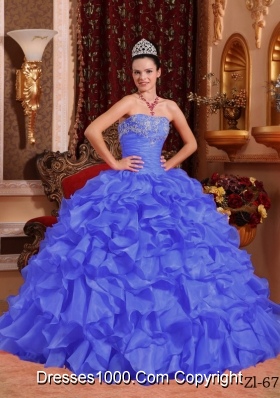 2014 Purple Puffy Strapless Quinceanera Dress with Beading and Appliques