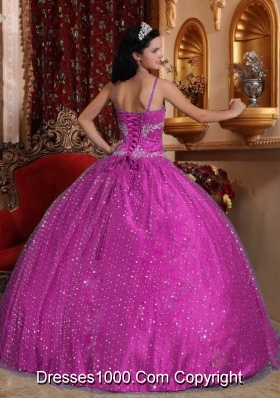 Spaghetti Straps Sequined and Appliques Quinceanera Dress for 2014