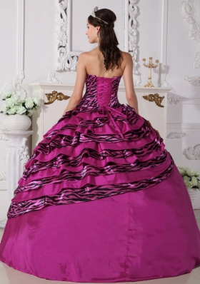 Strapless Zebra Beaded Decorate Quinceanera Dress for 2014 Spring