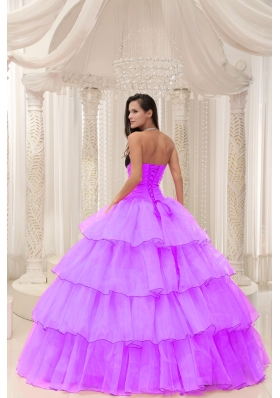 Sweetheart Beading and Ruffled Layers Sweet 16 Dresses with Organza