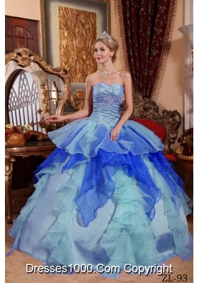 2014 Affordable Puffy Sweetheart Beading Quinceanera Dress with Appliques and Ruffles