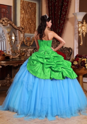 2014 Colourful Quinceanera Dress Puffy Strapless with Appliques and Beading