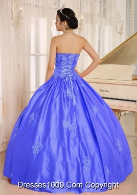 2014 Perfect Embroiery Quinceanera Dress With Beading Decorate in Blue Sweetheart