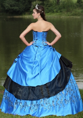 Hot Aqua Blue For 2014 Quinceanera Dress with Hand Made Flowers and Emdroidery