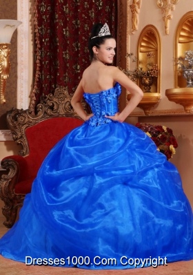 Inexpensive Puffy Strapless for 2014 Appliques Quinceanera Dress with Appliques