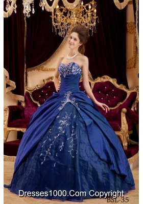 Quinceanera Dress in Blue Puffy for 2014 Sweetheart with Beading and Appliques
