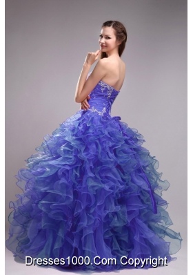 Sweetheart Blue Sweet Sixteen Dresses with Ruffles and Appliques