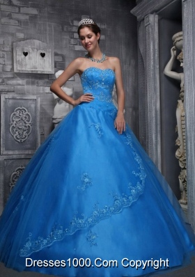 2014 the Super Hot Blue Sweetheart Lace Quinceanera Dress with Beading and Appliques