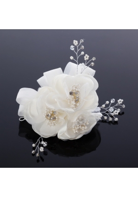 2014 Cute Pearl Net Yarn Chiffon Hair Flowers