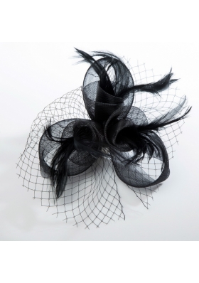 2014 Fashionable Tulle Black Net Yarn Briadl Hat