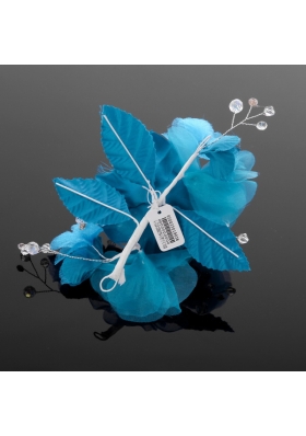 Beautiful Pearls Blue Tulle Fascinators Hair Flower