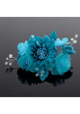 Beautiful Pearls Blue Tulle Fascinators Hair Flower