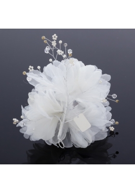 Beautiful Rhinestone Pearl Chiffon Hair Flowers