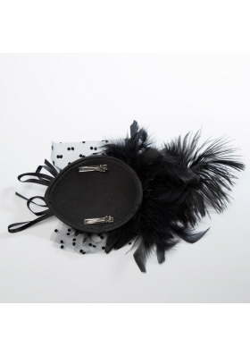 Beautiful Tulle Black and Purple Feather Hair Ornament