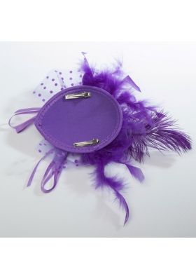 Beautiful Tulle Black and Purple Feather Hair Ornament