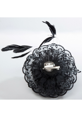 Cheap Feather Black Lace Fascinators for Wedding