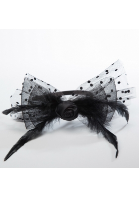 Cheap Tulle Black Feather Flower Hairpin for Wedding