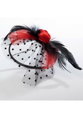 Cheap Tulle Black Feather Flower Hairpin for Wedding