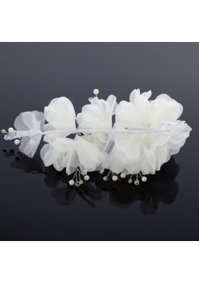 Cute Tulle Wedding Hair Flower with Imitation Pearls