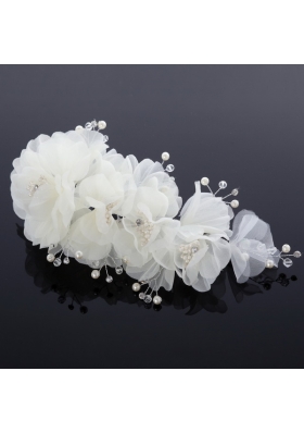 Cute Tulle Wedding Hair Flower with Imitation Pearls