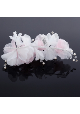 Cute Tulle Wedding Hair Flower with Imitation Pearls