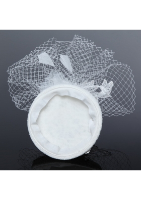 Cute White Tulle and Lace Rhinestone 2014 Hat Hair Ornament