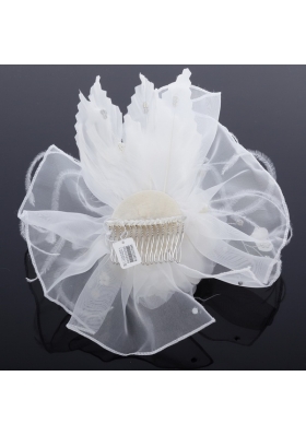 Elegant Feather Red Imitation Pearls Fascinators for Wedding