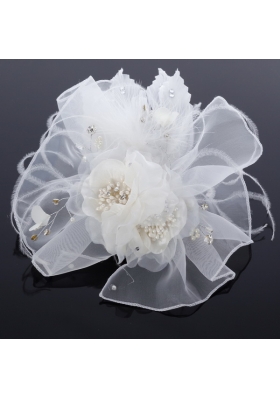 Elegant Feather Red Imitation Pearls Fascinators for Wedding