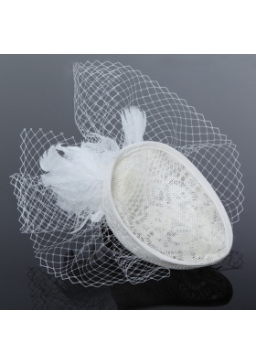 Elegant White 2014 Rhinestone Feather Hat Hair Ornamen