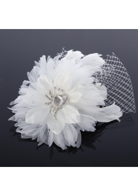 Elegant White Taffeta/Tulle Wedding Fascinators Hair Flower