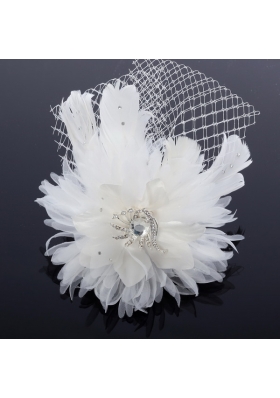 Elegant White Taffeta/Tulle Wedding Fascinators Hair Flower