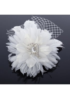 Elegant White Taffeta/Tulle Wedding Fascinators Hair Flower