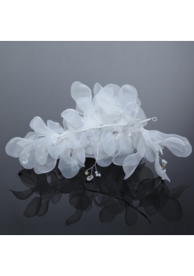 Imitation Pearls Organza Fascinators Pink Hair Flower