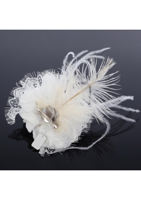 Lovely Lace Feather and Lace Outdoor Fascinators with Imitation Pearls