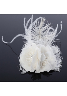 Lovely Lace Feather and Lace Outdoor Fascinators with Imitation Pearls